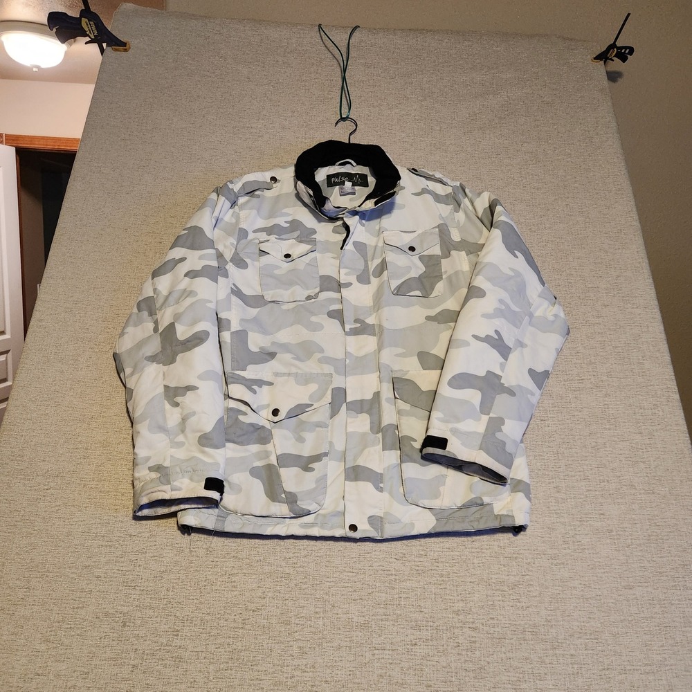 Pulse Winter Jacket Mens XL White Grey Snow Camo Waterproof Insulated Ski